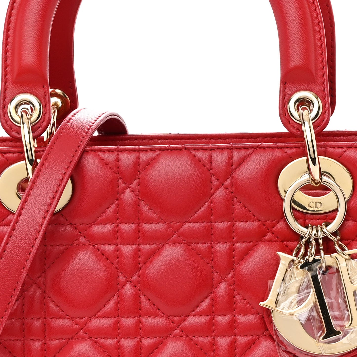 Lambskin Cannage Medium Lady Dior Red