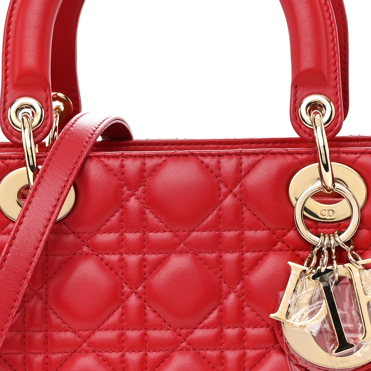Christian Dior Lambskin Cannage Medium Lady Dior Red 8 of 12