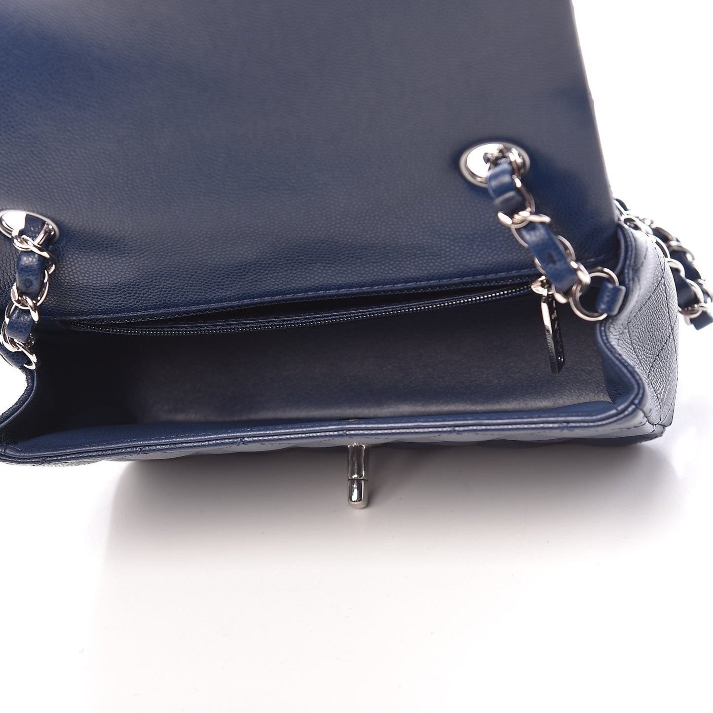 Caviar Quilted Mini Rectangular Flap Navy