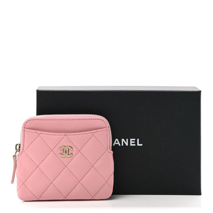 Chanel Caviar Quilted Zip Card Holder Wallet Pink 9 of 9