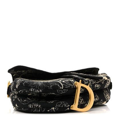 Christian Dior Canvas Embroidered Butterfly Print Saddle Bag Black 4 of 10