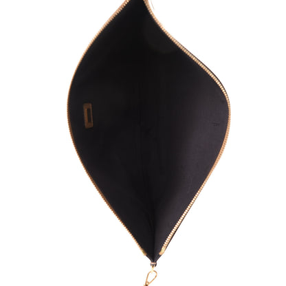 Fendi Vitello King Logo Embossed Large Flat Pouch Miele Scuro 5 of 7