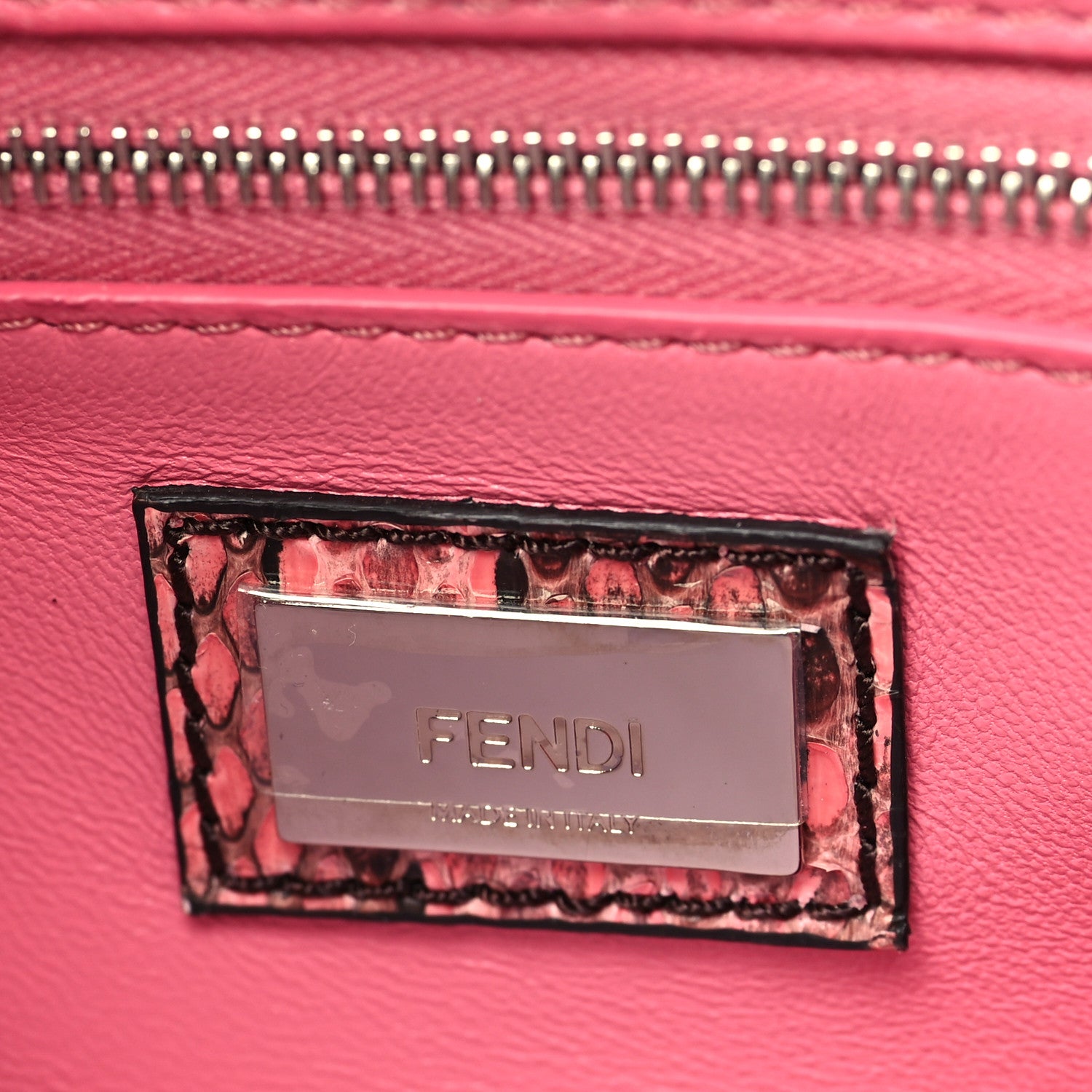 Fendi Snakeskin Shiny Nappa Mini Peekaboo Iconic Satchel Lollypop