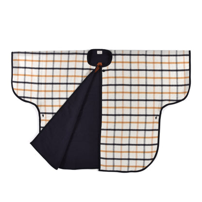 Hermes Wool Cashmere Sikkim Calfskin Reversible Camail Poncho Navy Camail 2 of 5