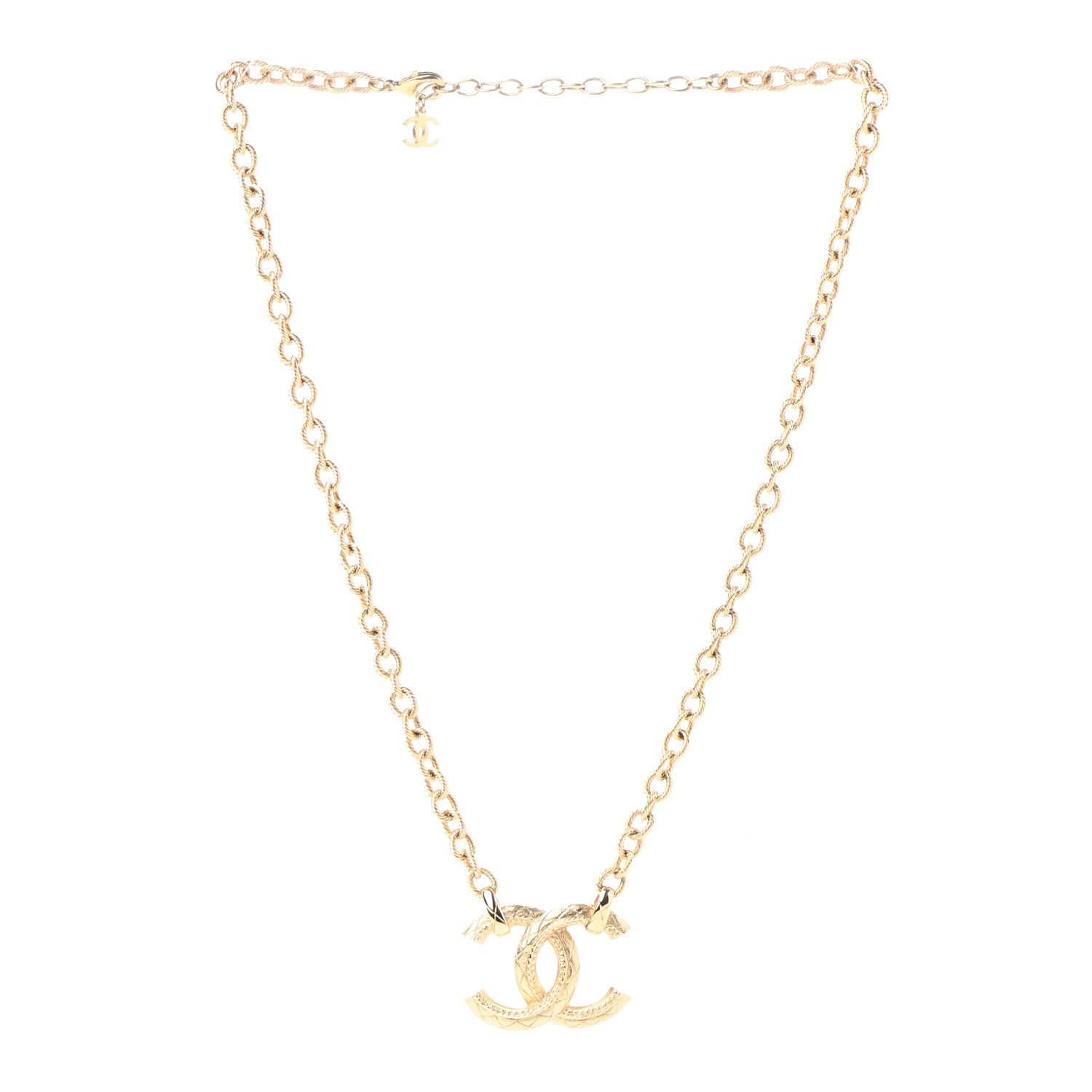 Chanel Metal Quilted CC Necklace Gold 3 of 6