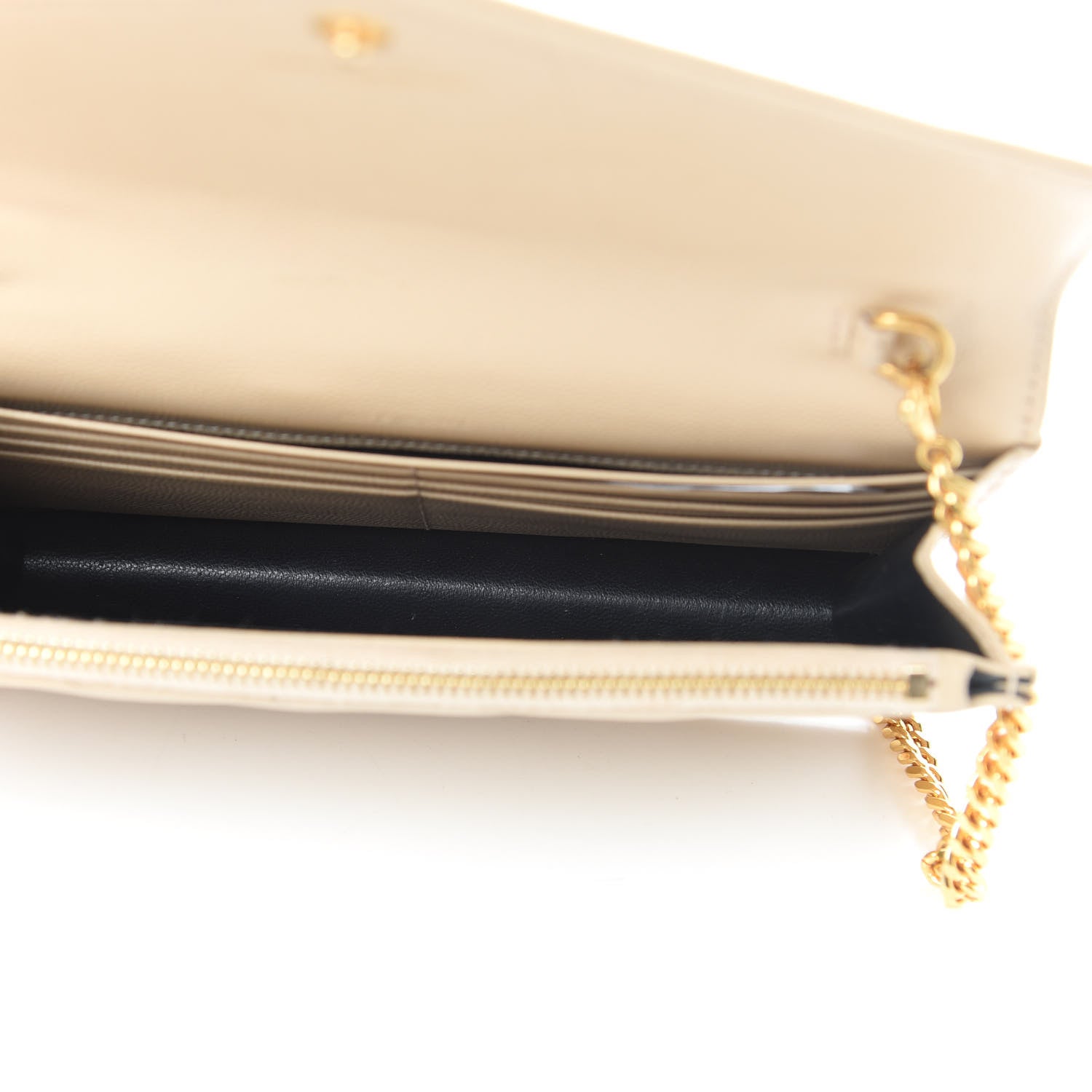 Saint Laurent Grain De Poudre Matelasse Chevron Monogram Envelope Chain Wallet Nude Powder 5 of 18