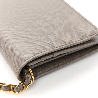 Prada Saffiano Metal Oro Chain Wallet Argilla 10 of 14