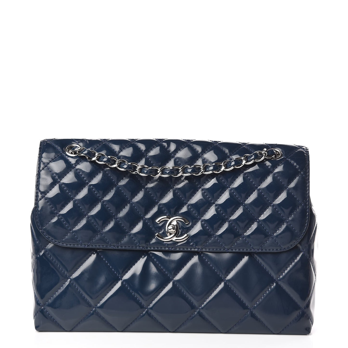 Vinyl Quilted In the Business Flap Bag Blue