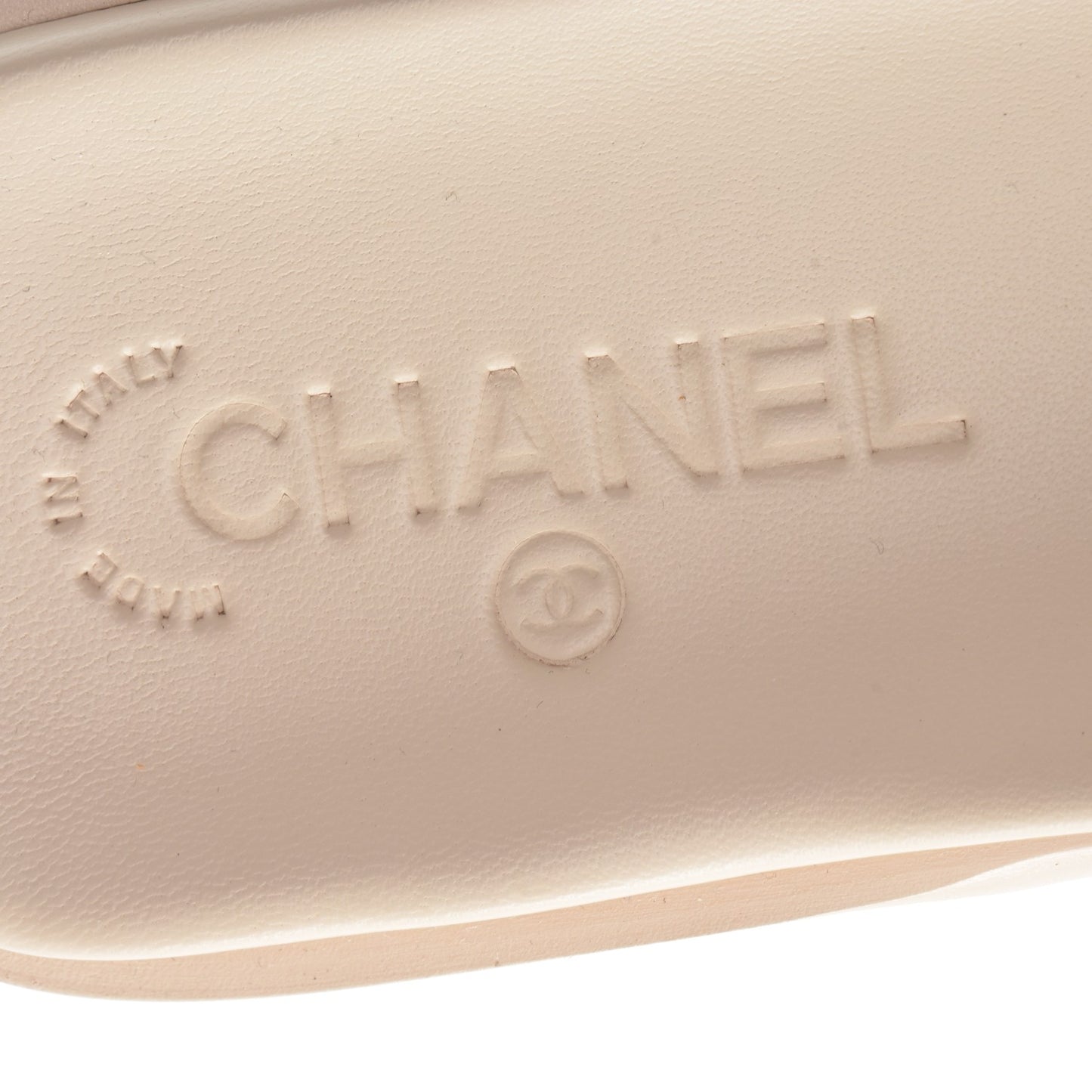 Patent Calfskin CC Slip On Mules 39 Beige