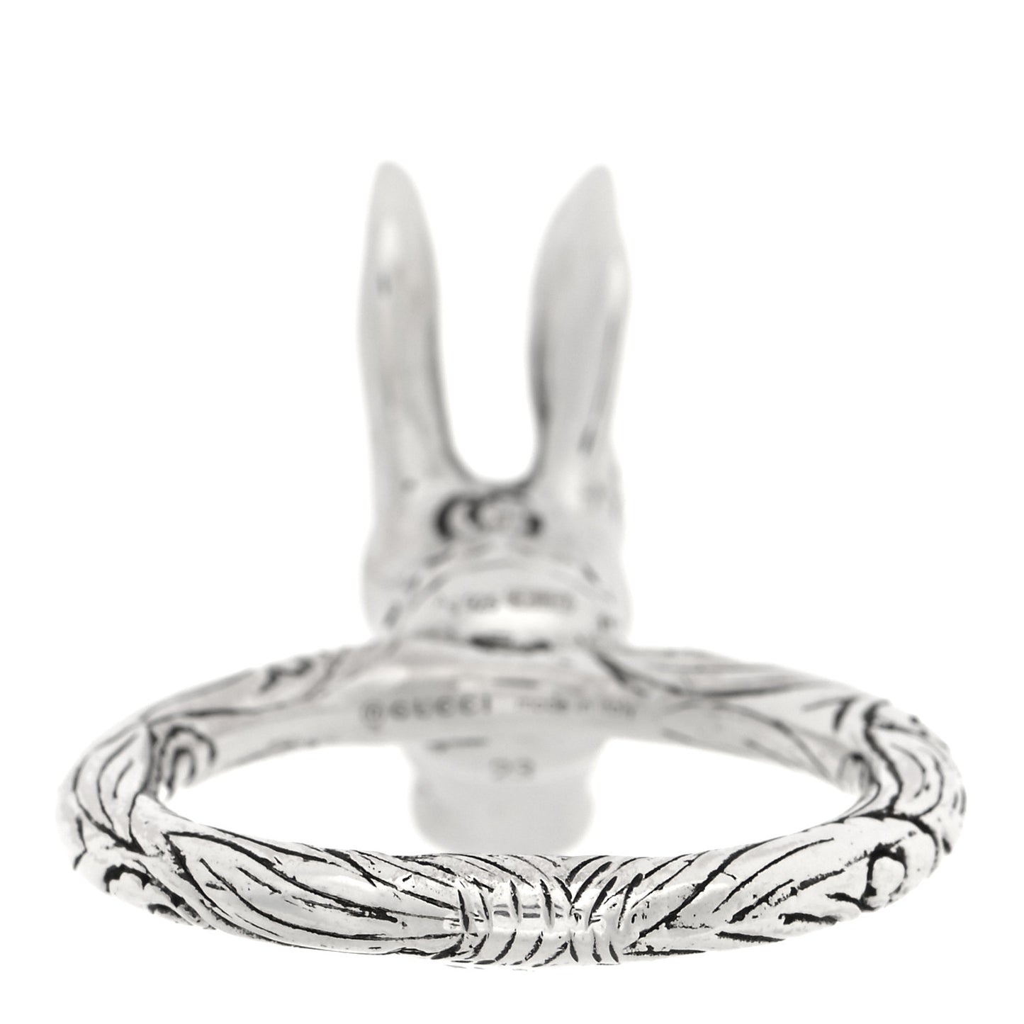 Sterling Silver Anger Forest Rabbit Head Ring 63 10.5