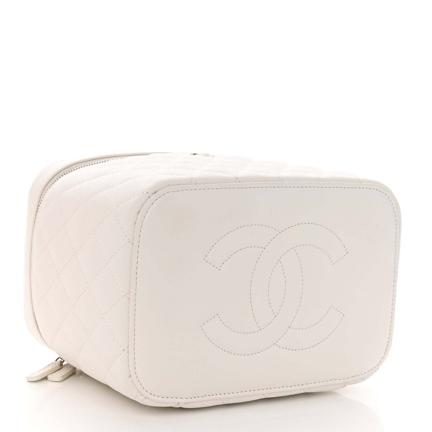Chanel Caviar Quilted Large Vanity Pouch White 4 of 10