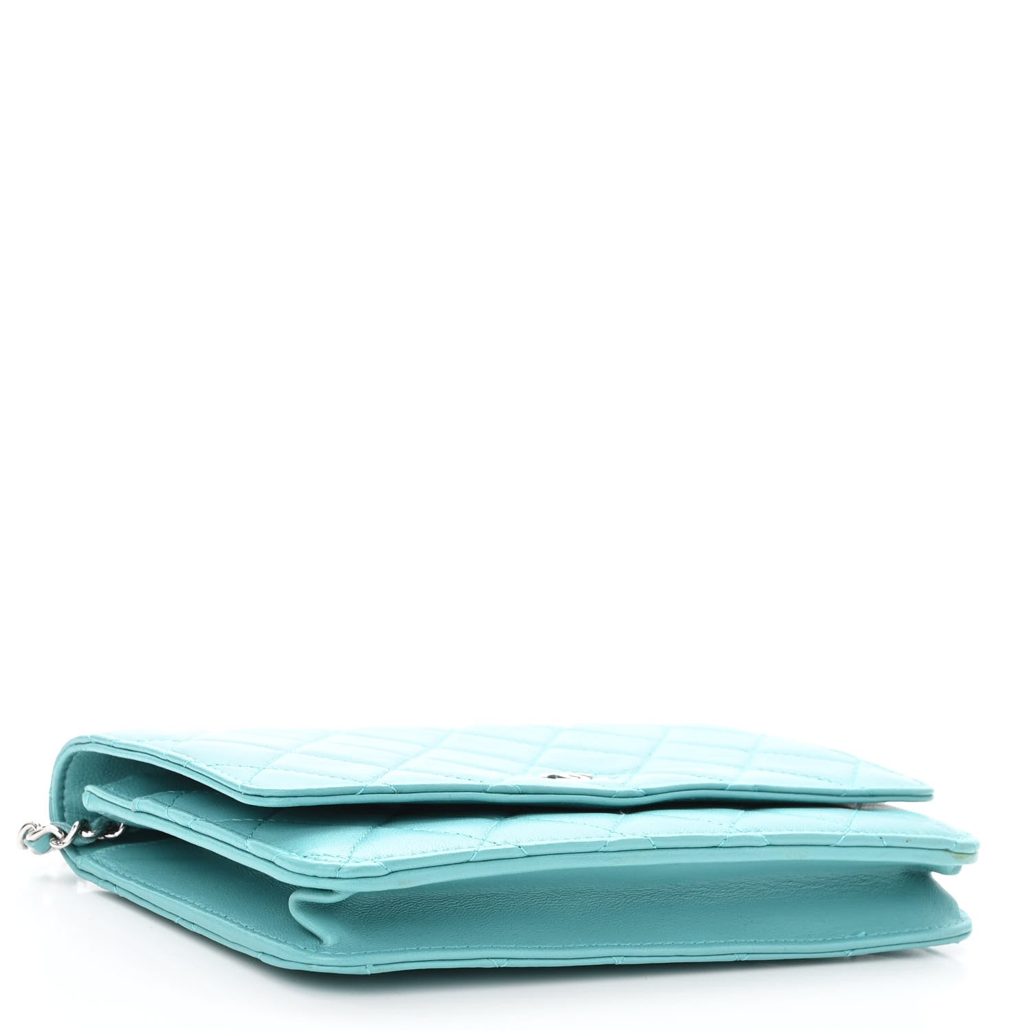 Chanel Lambskin Quilted Wallet On Chain WOC Turquoise 4 of 10