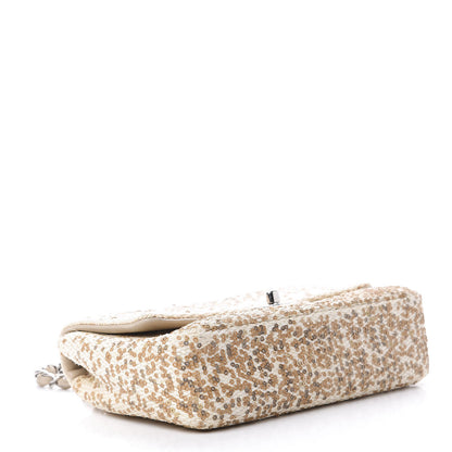 Chanel Raffia Sequin Small Single Flap Beige Gold 4 of 13
