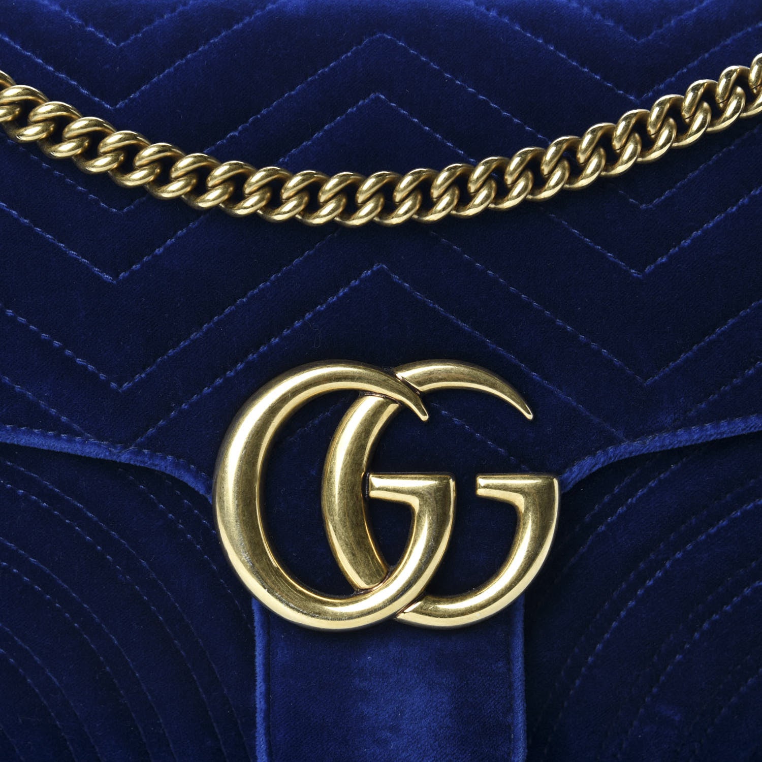 Gucci Velvet Matelasse Medium GG Marmont Shoulder Bag Cobalt Blue 13 of 13