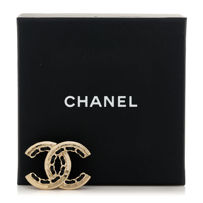 Chanel Lambskin Chain CC Chain Brooch Black Gold 5 of 5