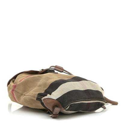 Burberry Overdyed Canvas Mega Check Medium Chiltern Backpack Tan 3 of 22