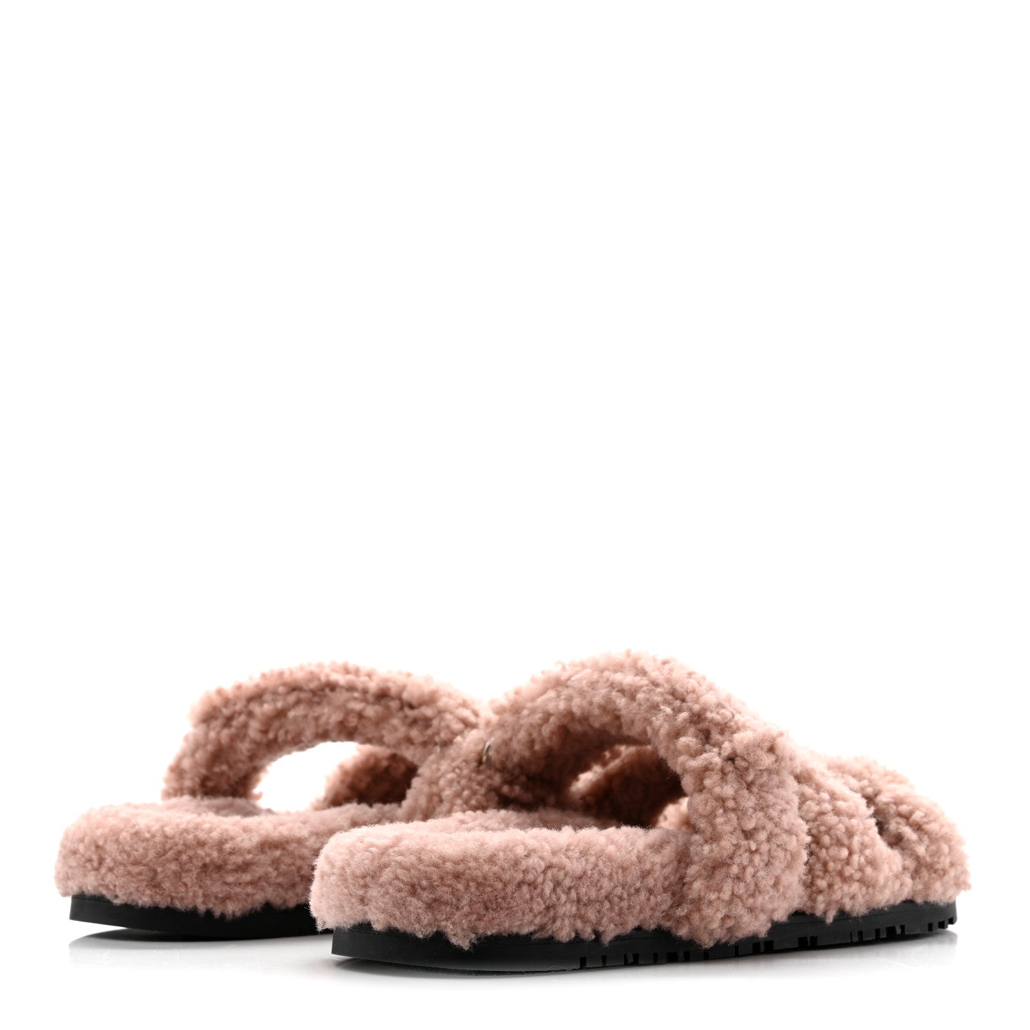Hermes Woolskin Womens Chypre Sandals 39.5 Bois De Santal 5 of 8