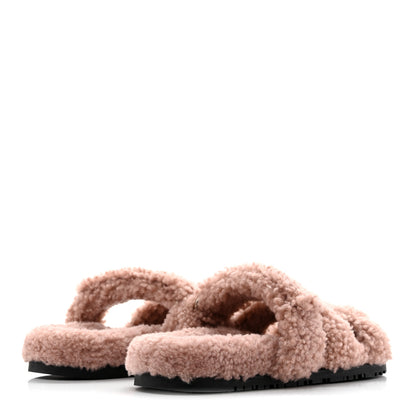 Hermes Woolskin Womens Chypre Sandals 39.5 Bois De Santal 5 of 8