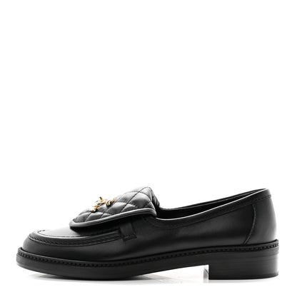 Chanel Lambskin Quilted CC Turnlock Loafers 37 Black 1 of 12