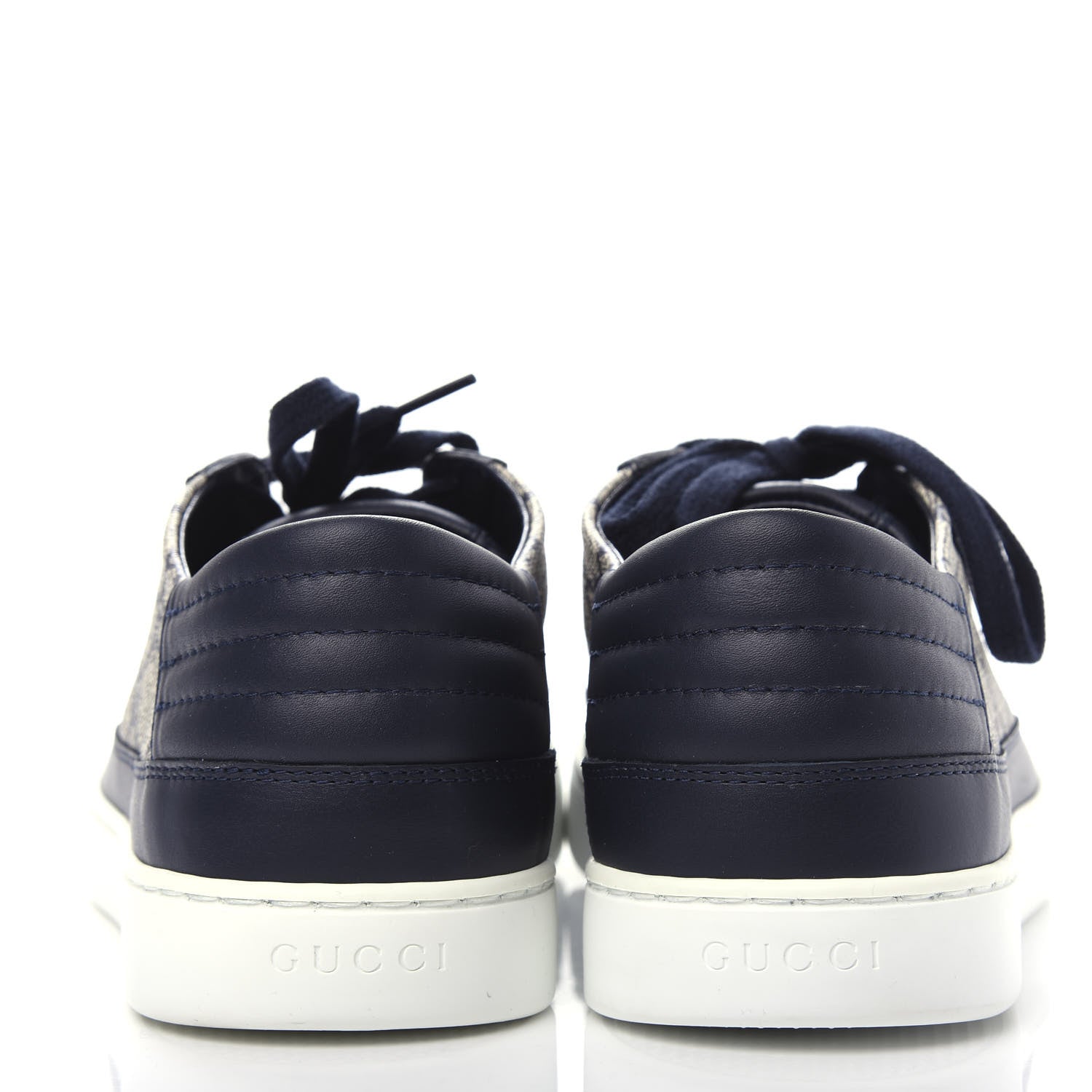 Gucci GG Supreme Monogram Calfskin Mens Low Top Sneakers 8.5 Blue Beige 7 of 11