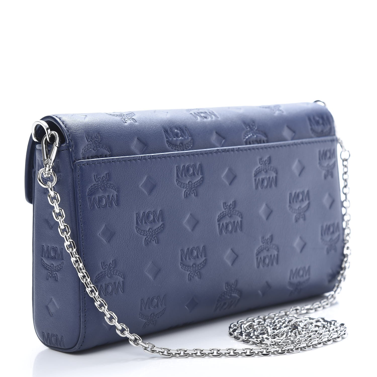 MCM Calfskin Ottomar Monogram Medium Millie Crossbody Bag Navy Blue 3 of 11