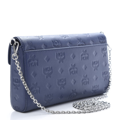 MCM Calfskin Ottomar Monogram Medium Millie Crossbody Bag Navy Blue 3 of 11