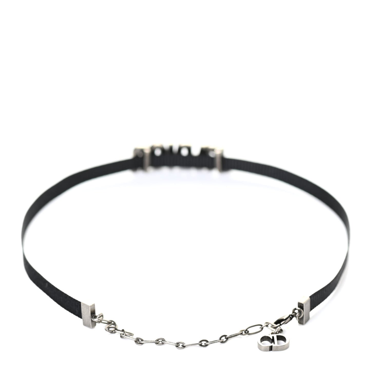 Grosgrain Ribbon Turquoise J'Adior Logo Choker Necklace Black