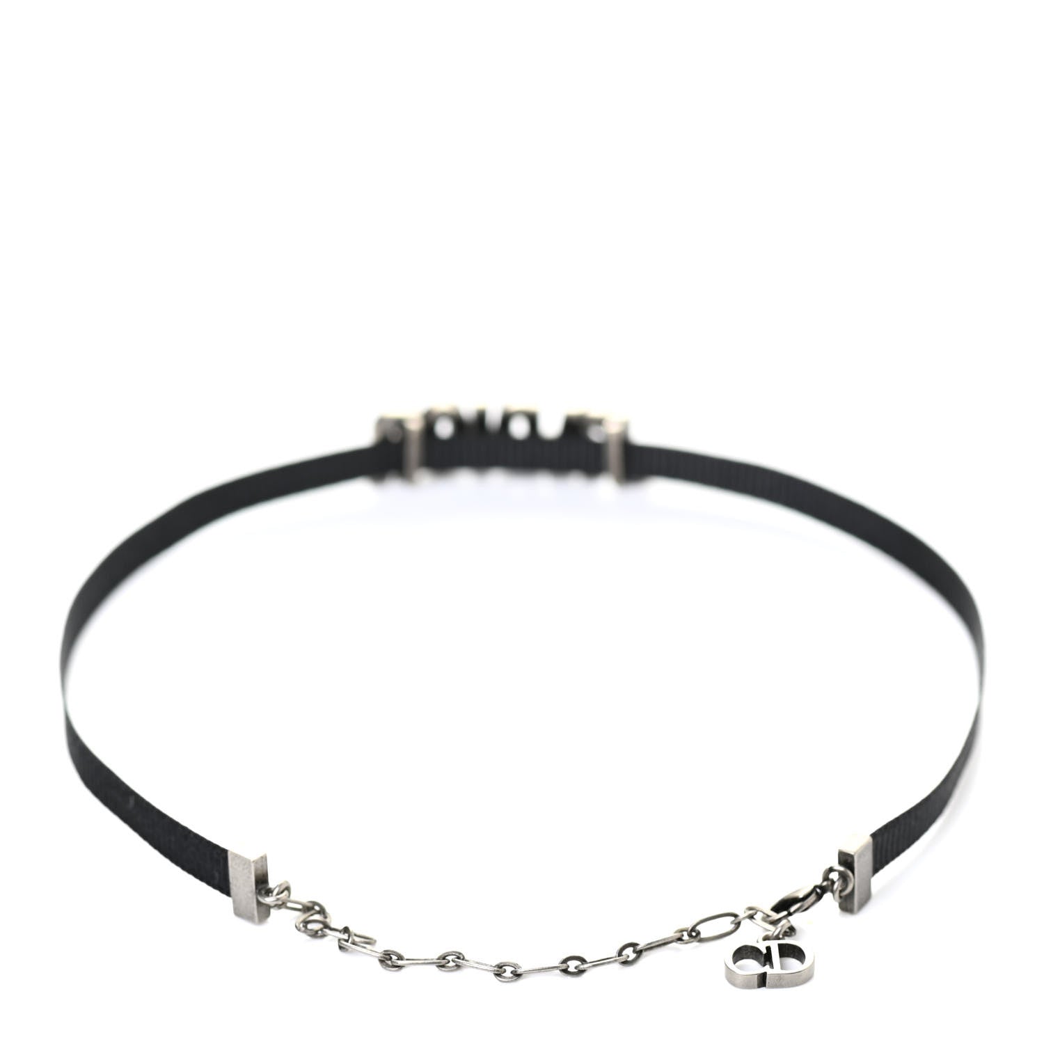 Christian Dior Grosgrain Ribbon Turquoise J'Adior Logo Choker Necklace Black 3 of 6