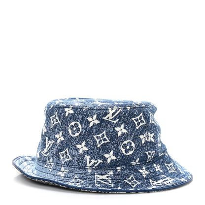 Louis Vuitton Monogram Denim Jacquard Bob Bucket Hat M Blue 3 of 7