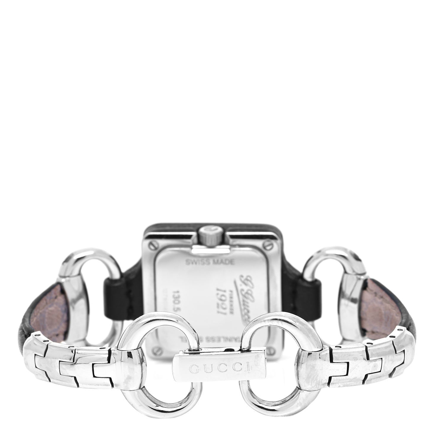 Gucci Stainless Steel Calfskin 25mm Firenze 1921 Horsebit Quartz Watch Black 3 of 4