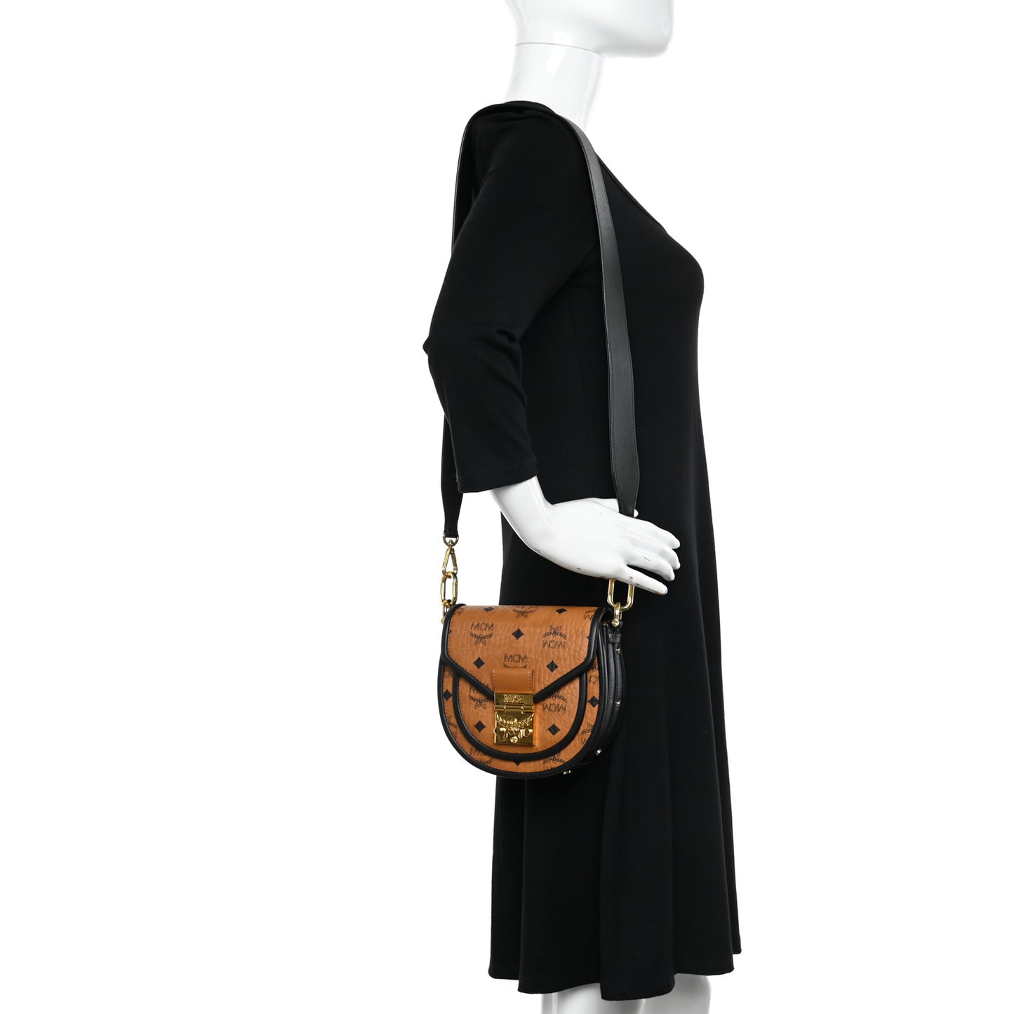 Visetos Mini Patricia Round Crossbody Wallet Cognac Black