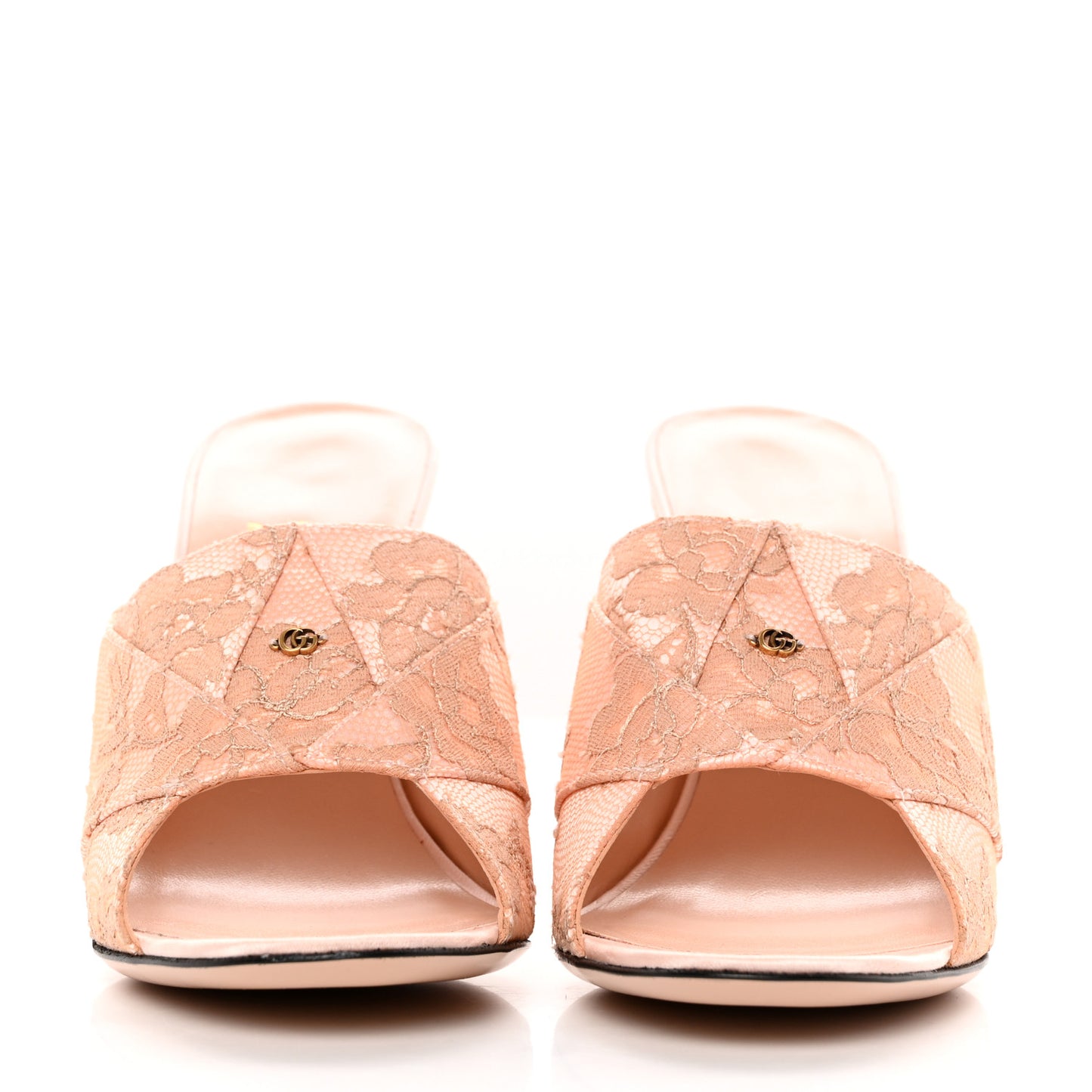Satin Lace Rose Flower Shawana High Heel Slide Sandals 36.5 Spring Rose Pale Rose