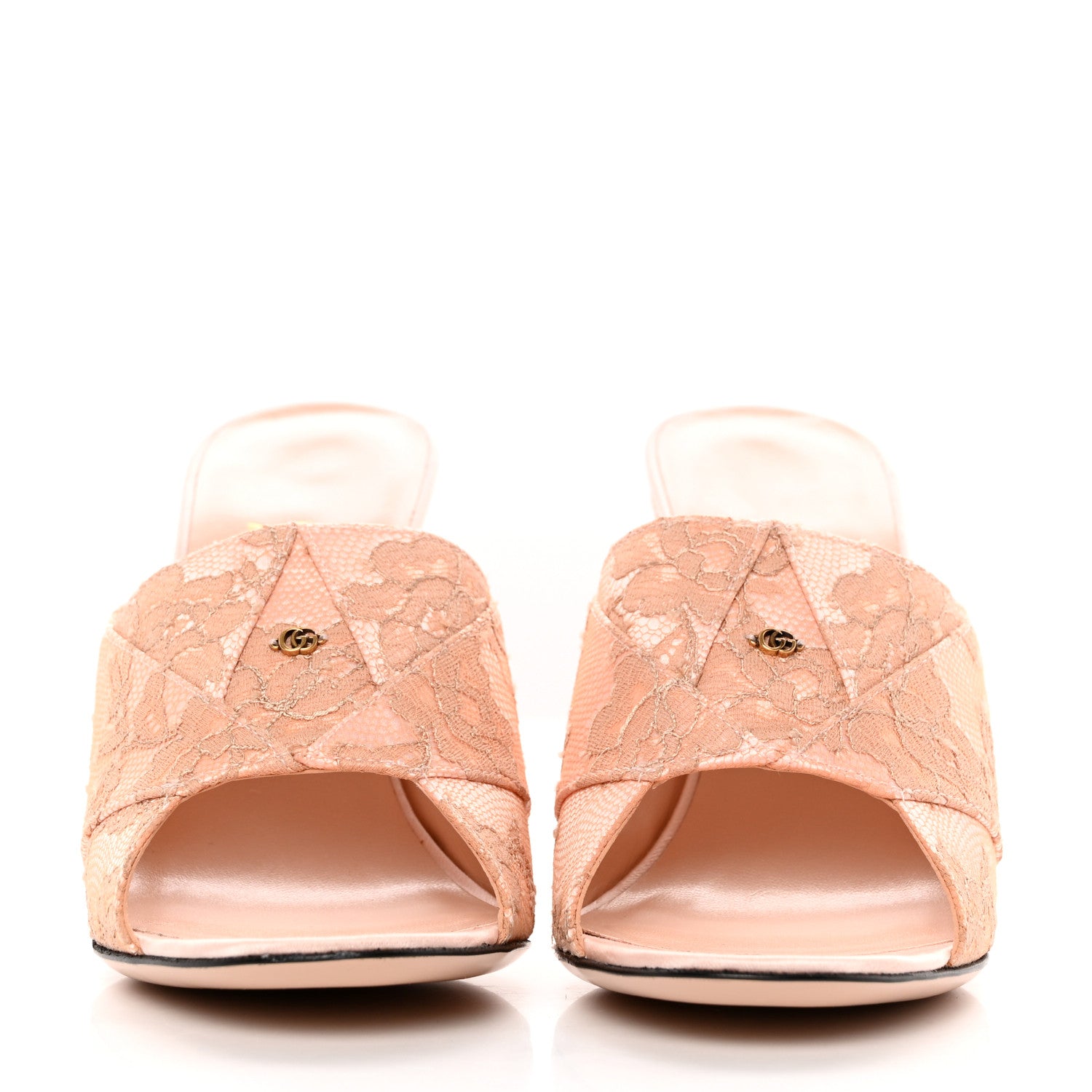 Gucci Satin Lace Rose Flower Shawana High Heel Slide Sandals 36.5 Spring Rose Pale Rose 2 of 12