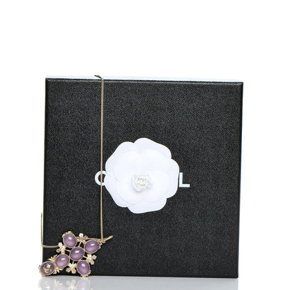 Chanel Gripoix Poured Glass Crystal CC Cross Necklace Gold 6 of 6