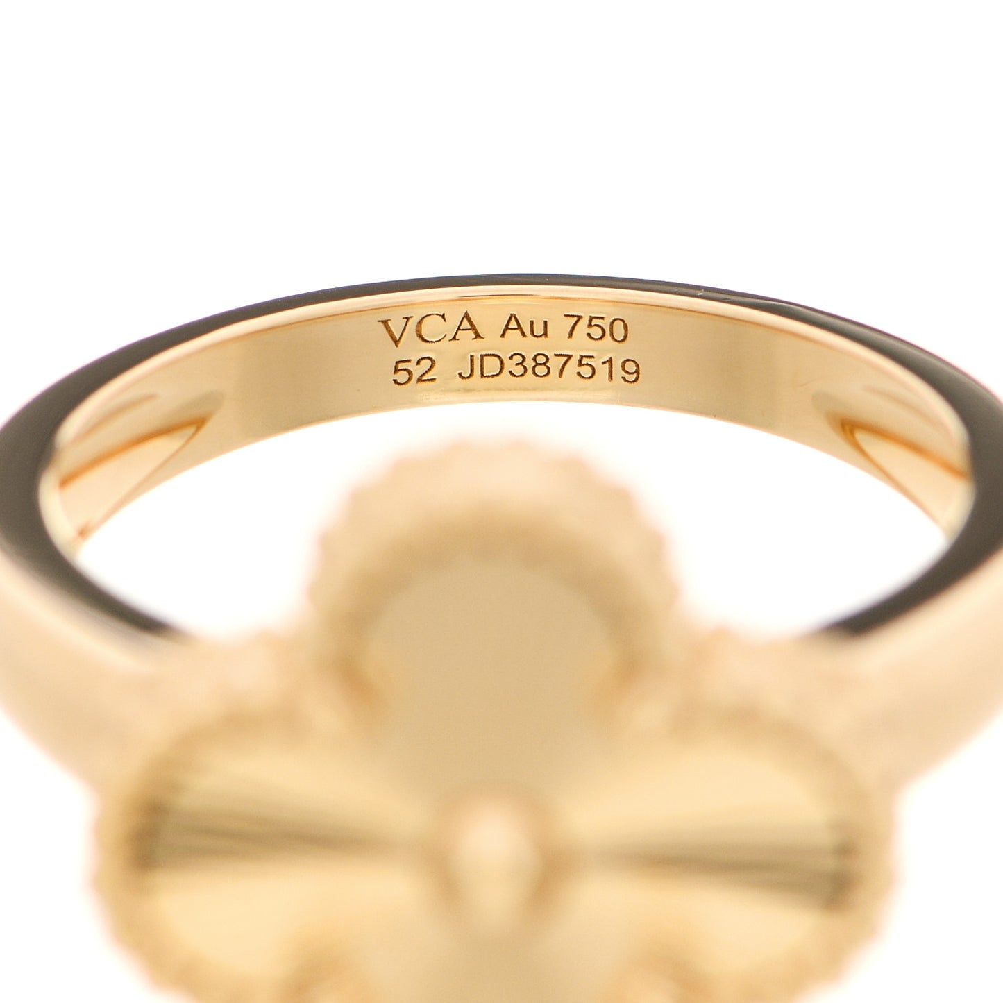 18K Yellow Gold Guilloche Vintage Alhambra Ring 52 6