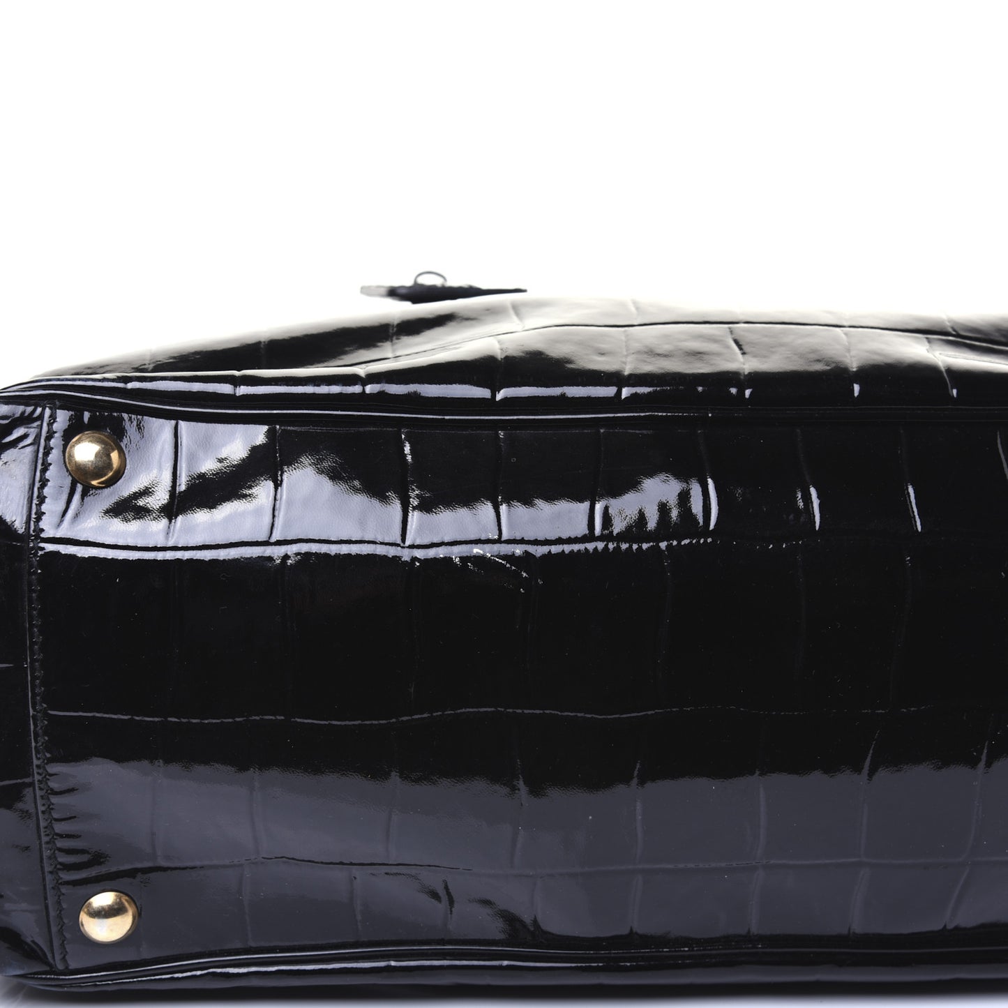 Crocodile Embossed Patent Raspail Tote Black