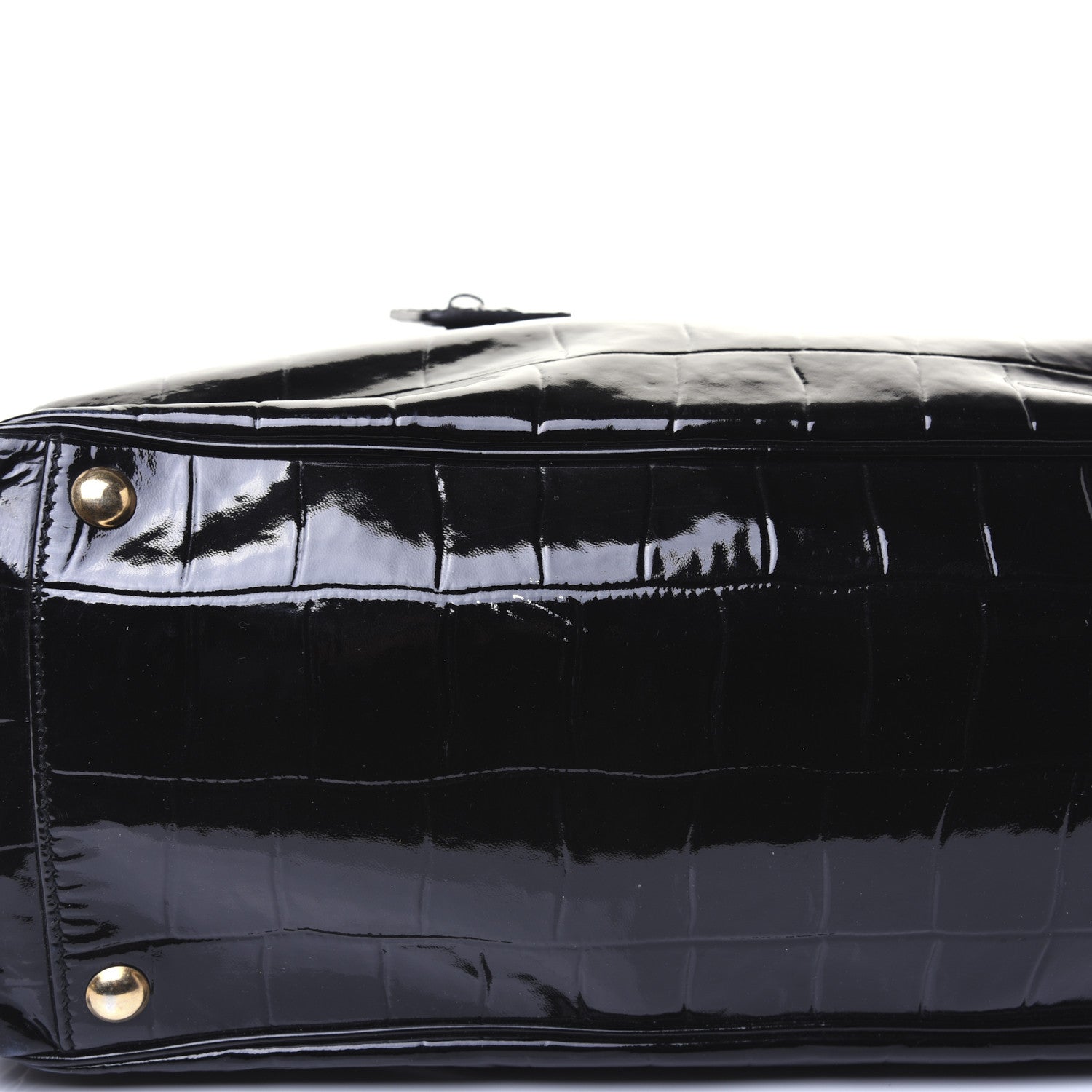 Saint Laurent Crocodile Embossed Patent Raspail Tote Black 14 of 17