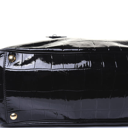 Saint Laurent Crocodile Embossed Patent Raspail Tote Black 14 of 17