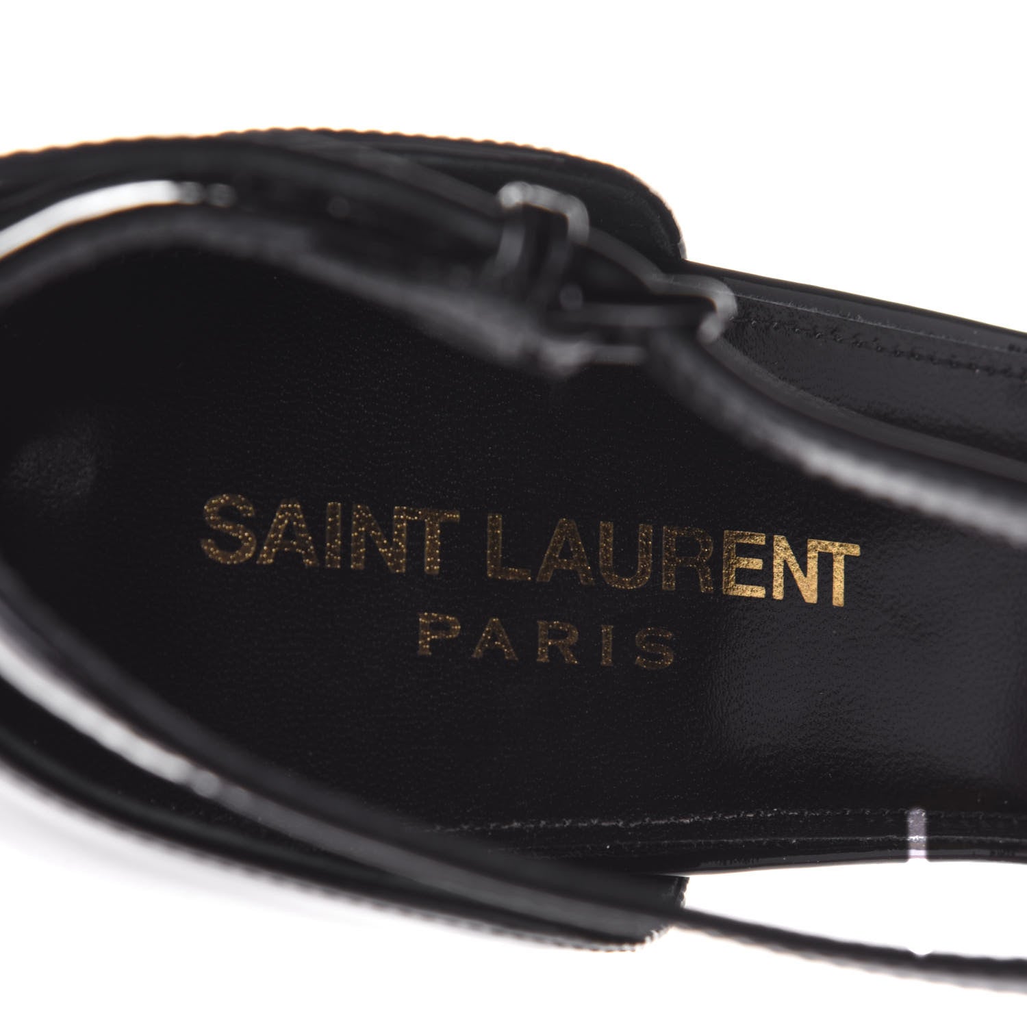 Saint Laurent Patent Calfskin Opyum 110 Sandals 39 Black Gold 9 of 11