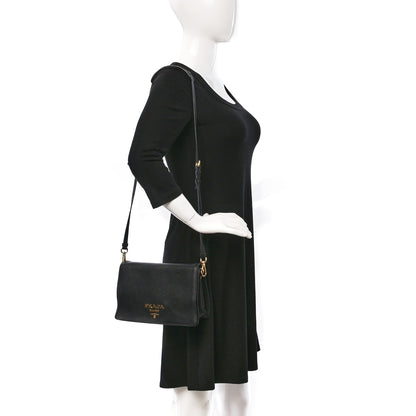 Prada Vitello Daino Flap Crossbody Black 2 of 10
