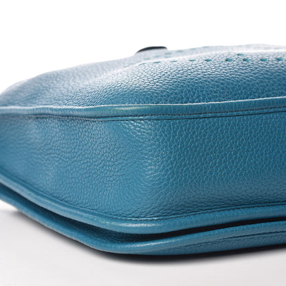 Hermes Taurillon Clemence Evelyne III PM Turquoise 8 of 10