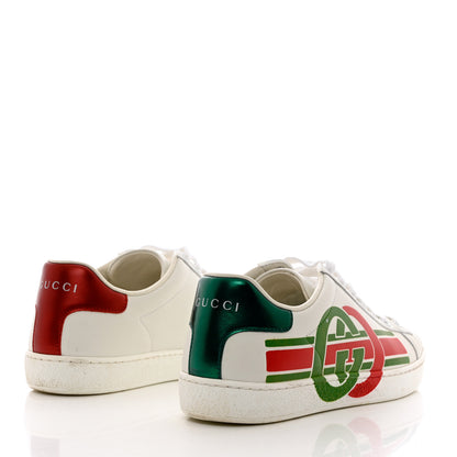 Gucci Calfskin Interlocking G Womens New Ace Sneakers 36 White Red Flame Green 4 of 15