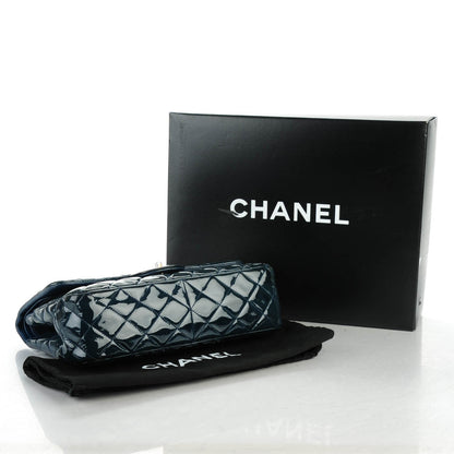 Chanel Patent Quilted Jumbo Double Flap Navy Blue 5 of 10