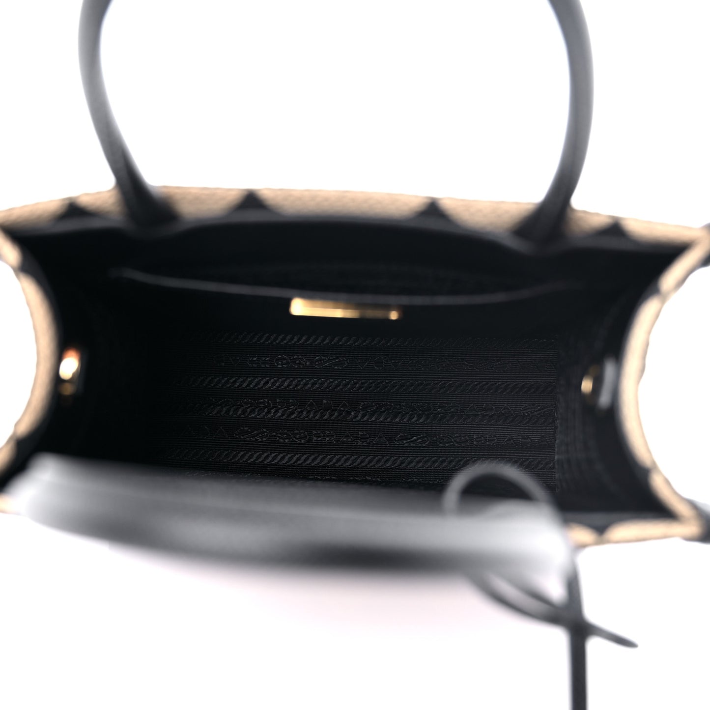 Jacquard Saffiano Triangolo Symbole Embroidered Micro Tote Black Corda