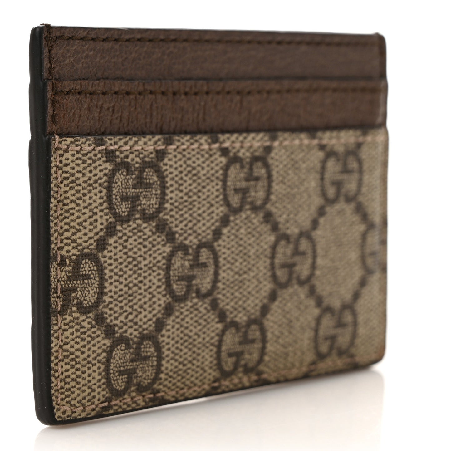 GG Supreme Monogram Ophidia Card Holder Brown