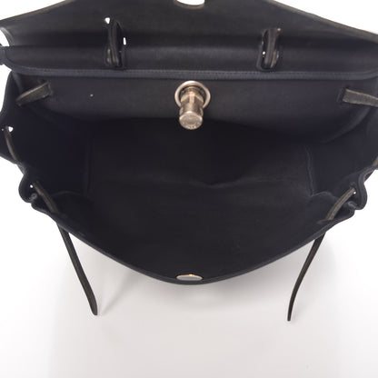 Hermes Toile Vache Calfskin Herbag 40 GM Black 9 of 19
