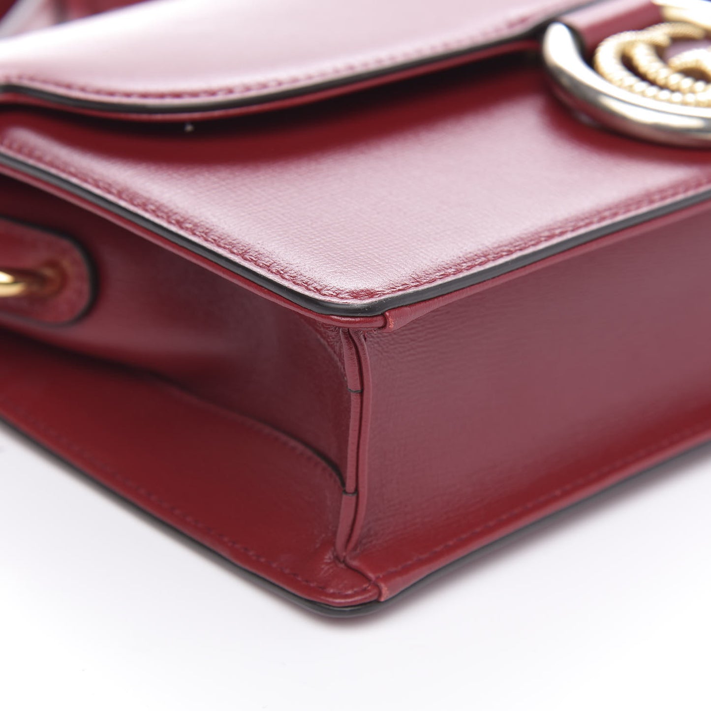 Textured Calfskin Small Torchon GG Ring Shoulder Bag New Cherry Red