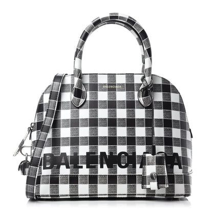 Balenciaga Calfskin Checked S Ville Top Handle Bag Black 1 of 11
