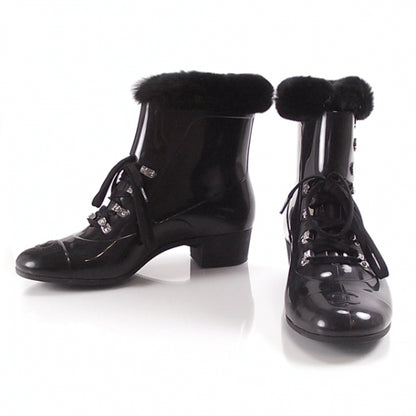 Chanel Fur Lined Vinyl Boots Black 38 1 of 9