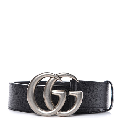 Gucci Textured Dollar Calfskin Nickel Double G 40mm Belt 95 38 Black 1 of 6
